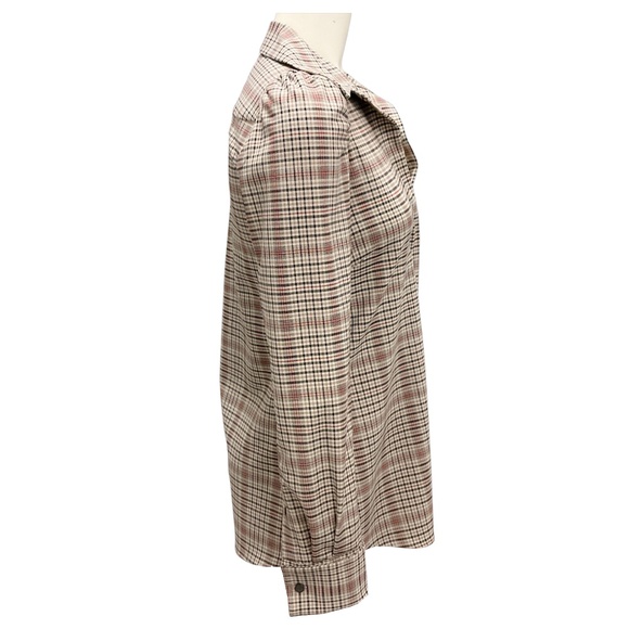 DRIES VAN NOTEN BEIGE MULTI PLAID LONG SLEEVED TOP - Picture 2 of 4